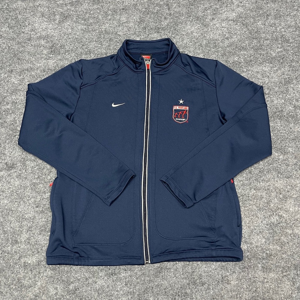 VTG Nike FC Portland Academy Jacket Womens Large Navy Blue Dri-FIT Full Zip 2004